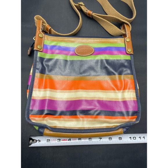 Fossil Keyper Crossbody Coated Canvas Mailbag Multicolor Stripe - Picture 9 of 10
